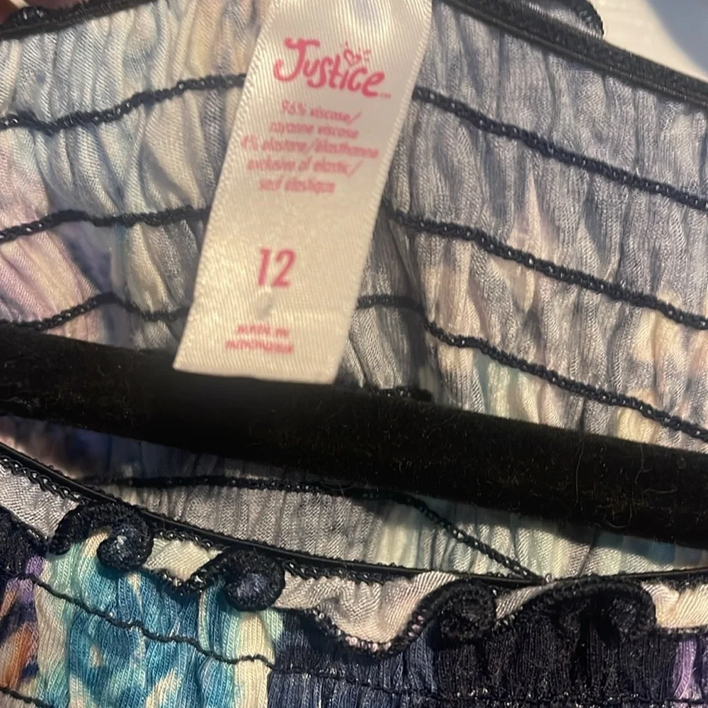 Justice floral cap sleeve shirt kids size 12 NWOT